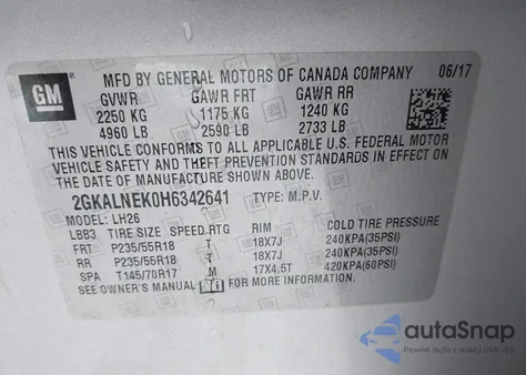 2017 GMC Terrain Sle-2 из США, поврежденный, VIN 2GKALNEK0H6342641